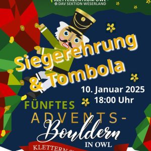 10.Jan. 18Uhr – Adventsbouldern Siegerehrung & Tombola